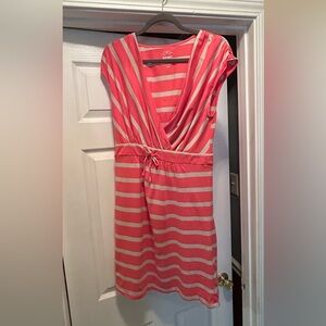 Stylish coral and White Striped Dress
